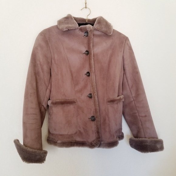 ANN TAYLOR Brown Button Up Shearling Coat - Picture 2 of 11